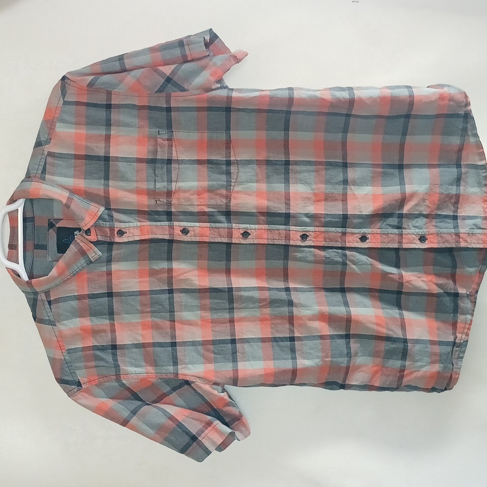 PrAna Men's Shirt Short Sleeves Plaid Casual Button Down Size XLarge